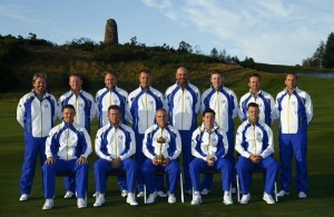 The European team line up for a photograph ahead of the 2014 Ryder Cup at Gleneagles in Scotland