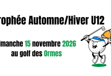 Trophée Automne/Hiver – U12 – Dimanche 15 novembre – Golf des Ormes